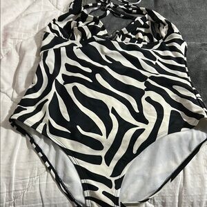 Old Navy Black and White Zebra Print Bodysuit